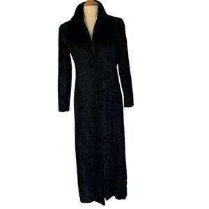 Express Vintage Black Faux Fur Maxi Coat  w/hook button closure,pockets Size 5/6
